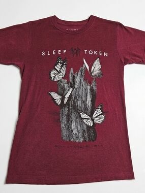 Sleep Token Butterflies Graphic T-Shirt Maroon Size Medium Official Merch